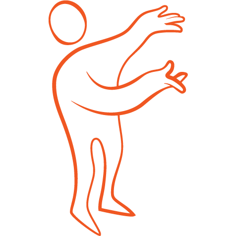 Orange illustration figur som g&ouml;r presentations-gest.