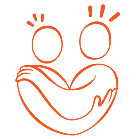 Orange illustration tv&aring; figurer kramar om varandra.