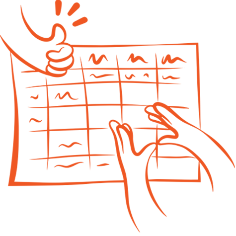 Illustration, schema och tv&aring; h&auml;nder